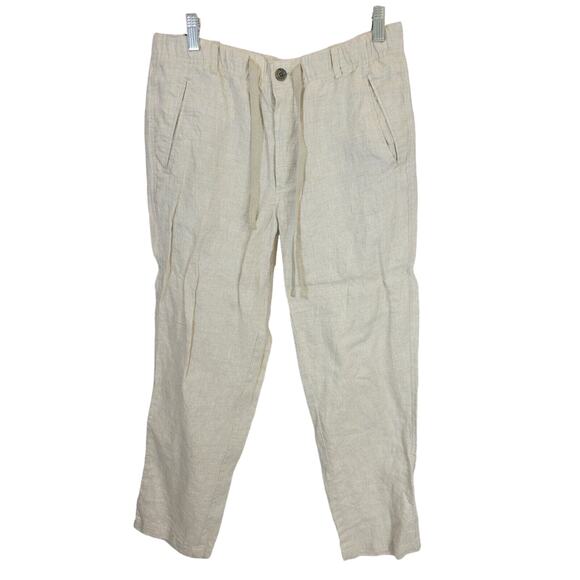Tasso Elba 100% Linen Pants zip up draw string Comfort Lounge Womens Size Medium - Picture 1 of 8